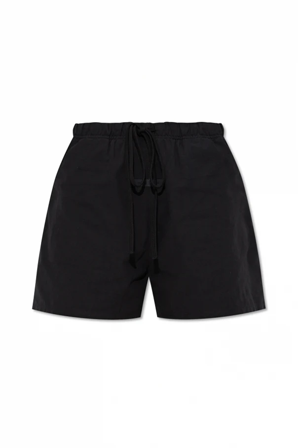 BLACK Cotton shorts with logo patch