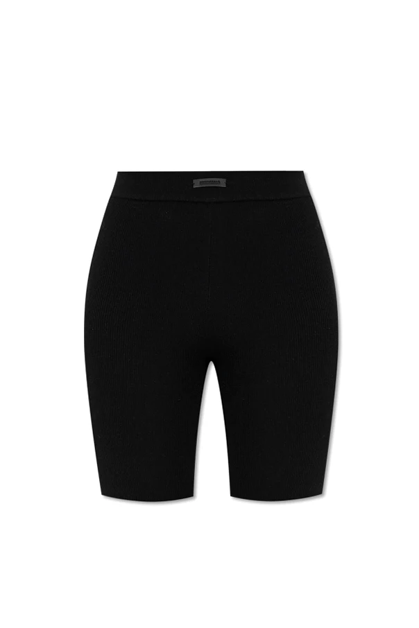 CZARNY Leginsy z naszywką z logo