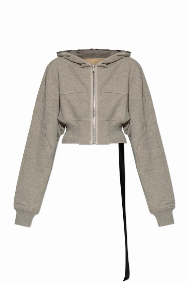 GRAU Kurzes Kapuzen-Sweatshirt