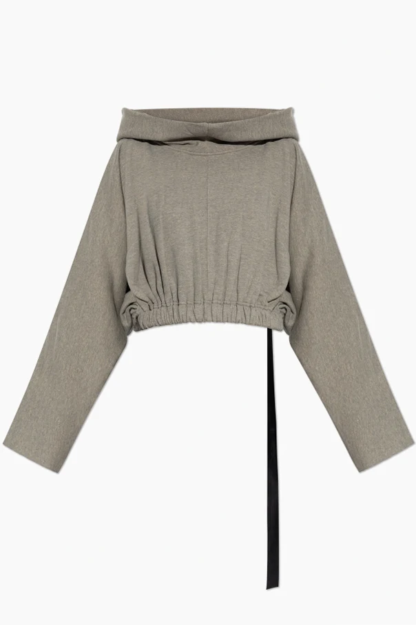 GRAU Kurzes Kapuzen-Sweatshirt