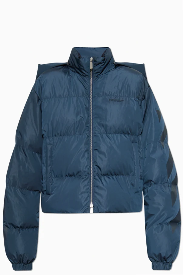 GRANATOWY Ocieplana kurtka z odpinanym kapturem