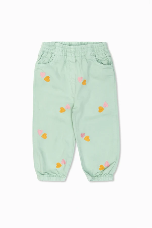 GREEN Pants with a heart pattern