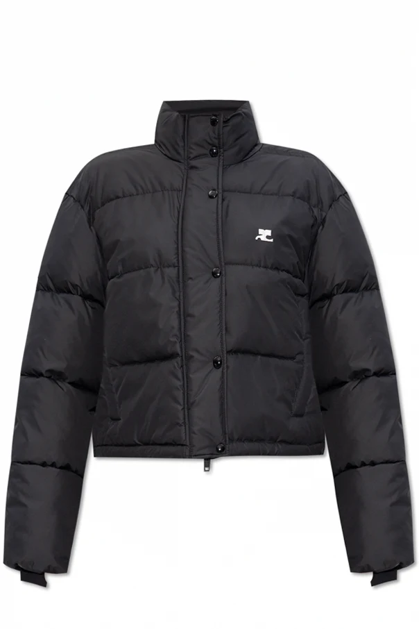 SCHWARZ Gefütterte Jacke mit Logo