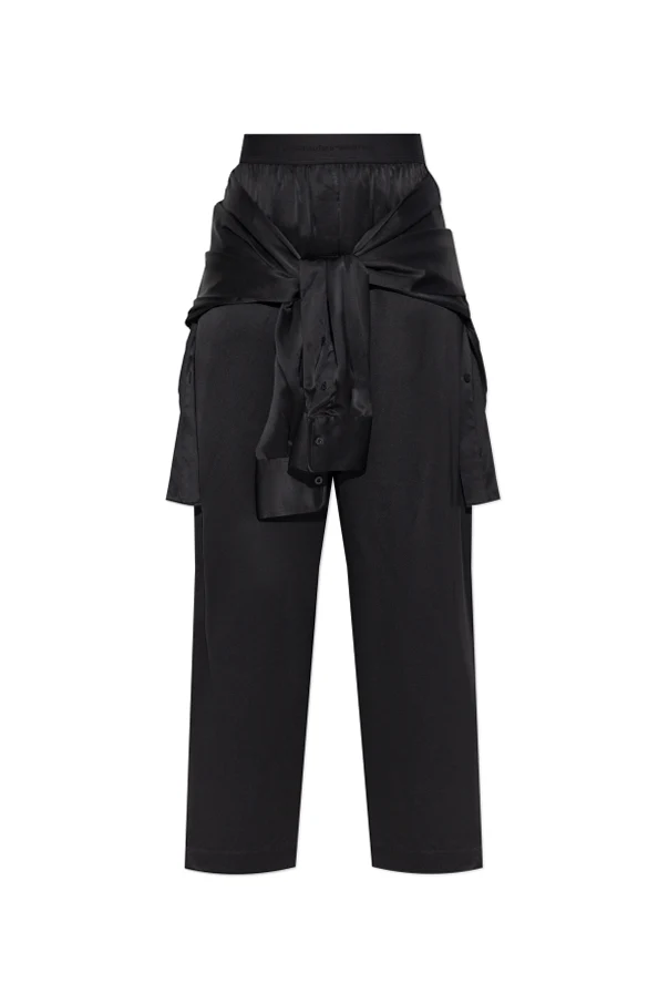 SCHWARZ Seidenhose mit Falte hinten