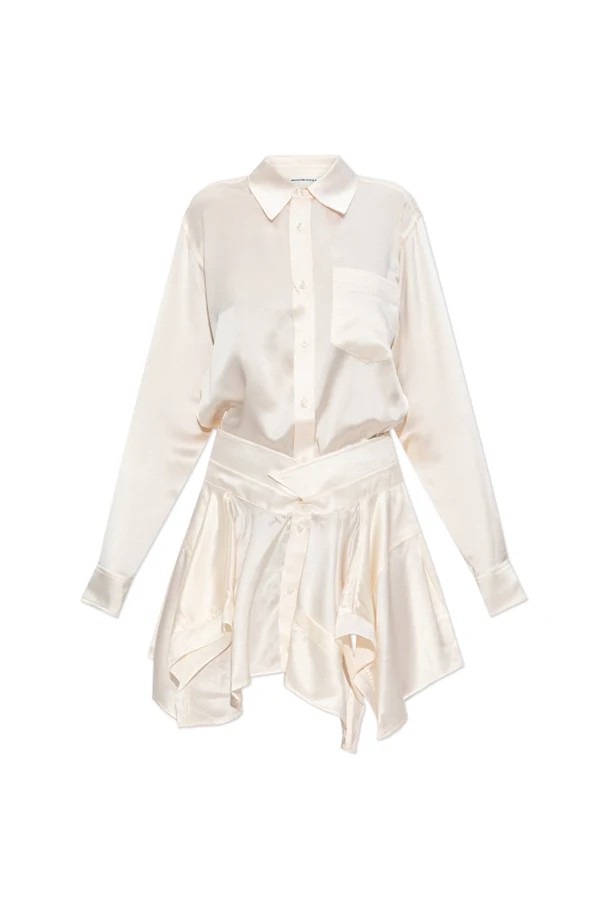 CREME Seidenkleid mit asymmetrischem Saum