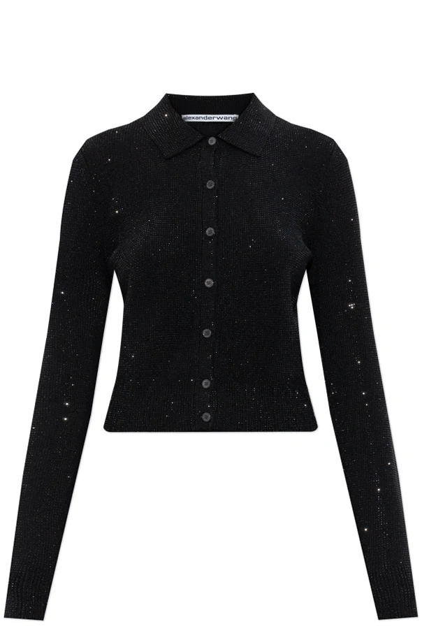 SCHWARZ Cardigan mit glänzenden Pailletten