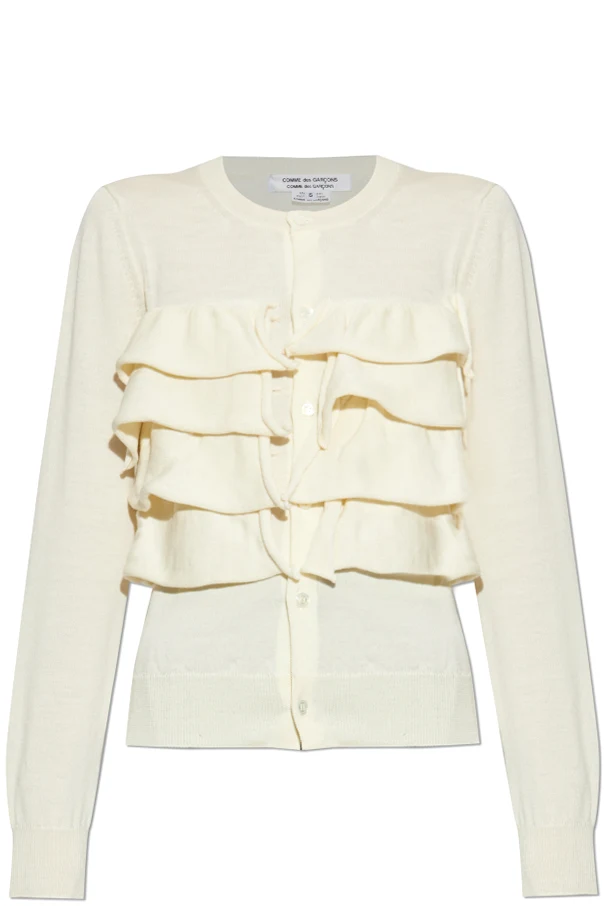 kremowy Kardigan z falbanami