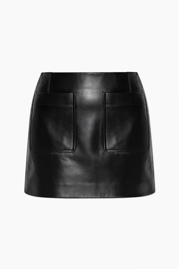 SCHWARZ Lederrock mit Taschen