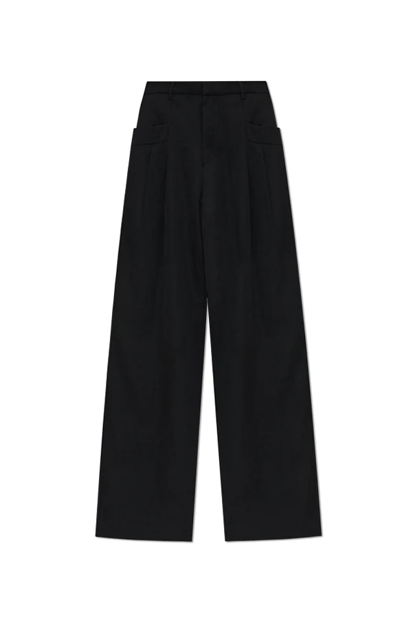 BLACK Wool trousers with pleats