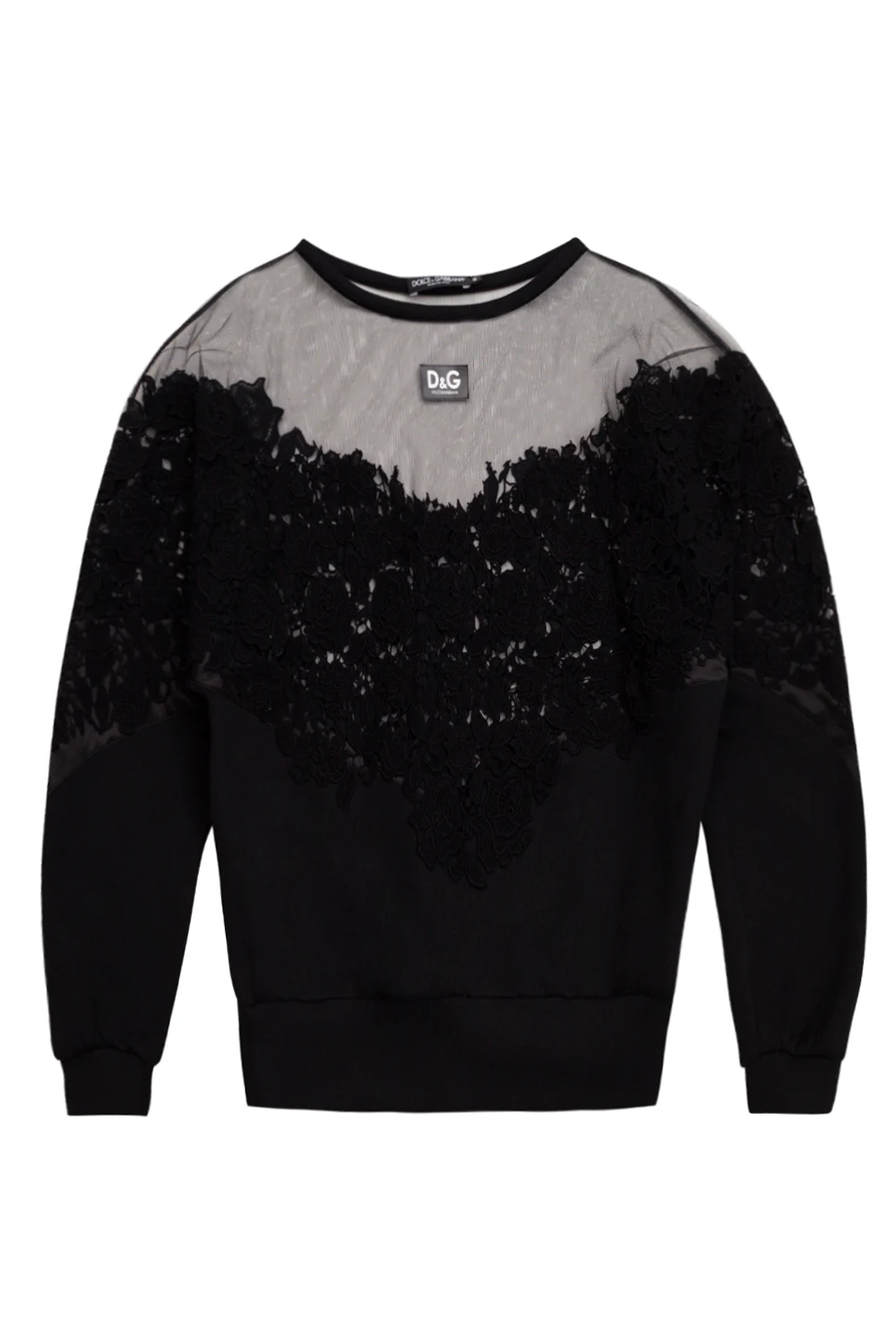 Lace-trimmed sweatshirt