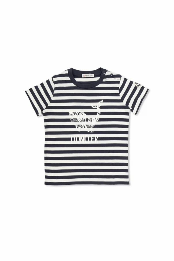 GRANATOWY T-shirt ze wzorem w pasy