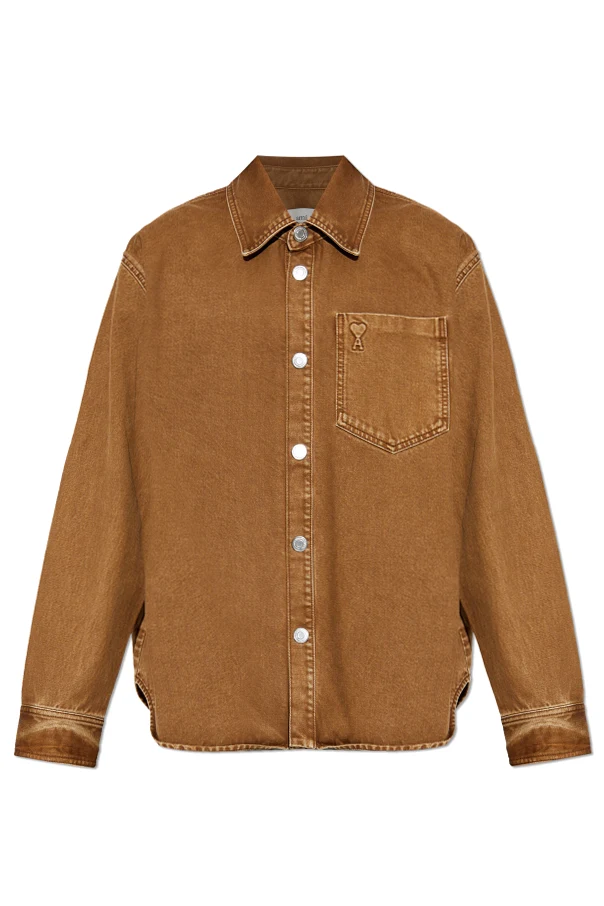 BROWN Denim jacket with logo