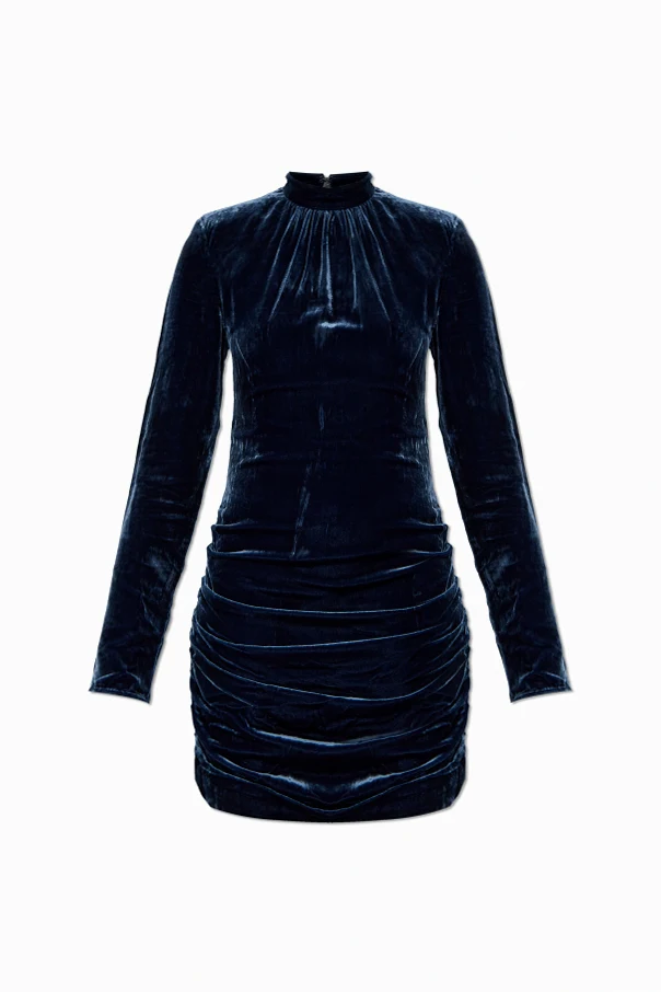 GRANATOWY Welurowa sukienka