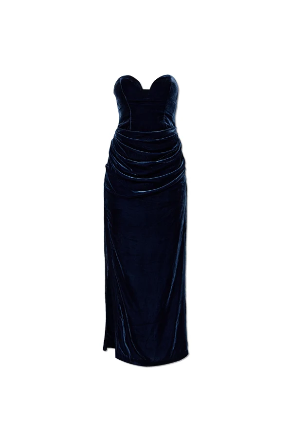 GRANATOWY Welurowa sukienka