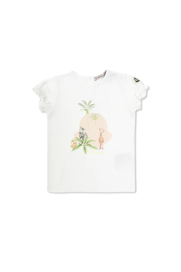 kremowy T-shirt z nadrukiem