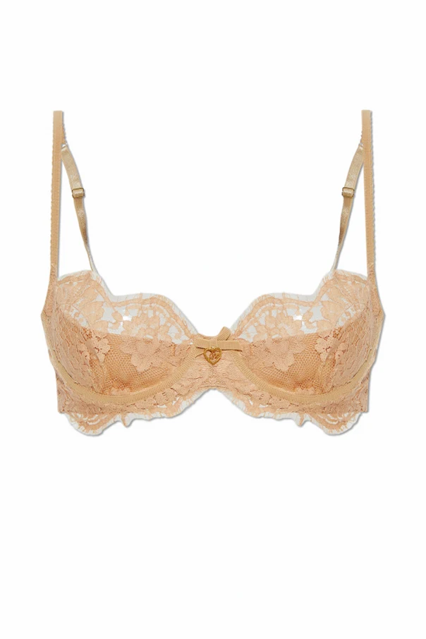 beżowy Koronkowy biustonosz