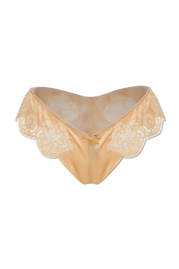 beżowy Figi z koronkowymi wstawkami