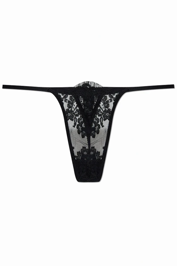 CZARNY Koronkowe stringi