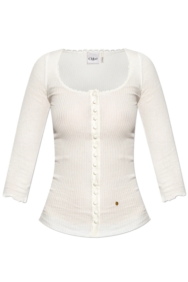 WEISS Geripptes Top mit schmaler Passform