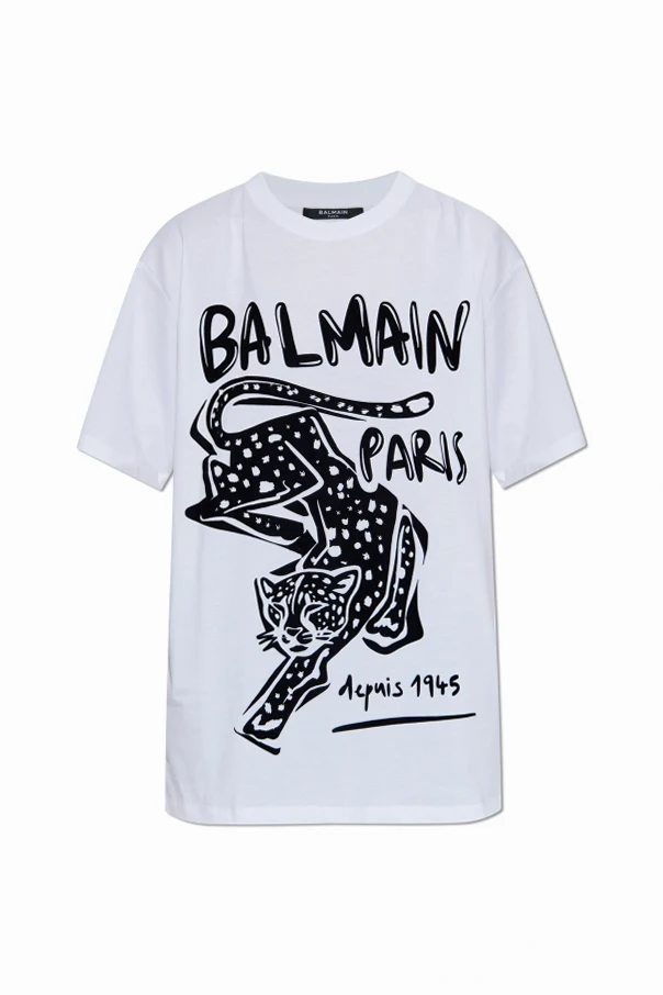 BIAŁY  T-shirt z nadrukiem o aksamitnym wykończeniu