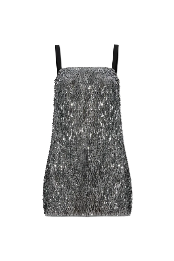 SILBER Pailletten-Trägerkleid