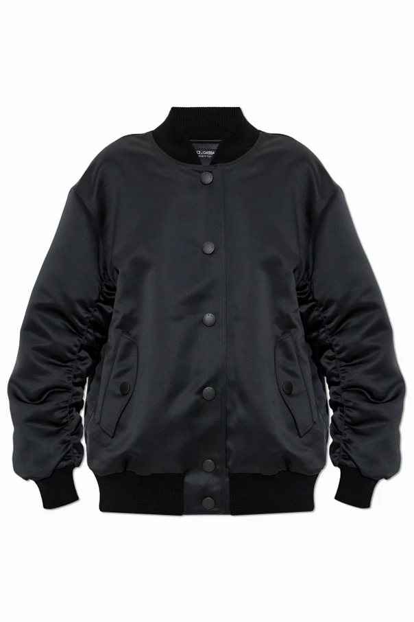 CZARNY Satynowa kurtka typu `bomber`