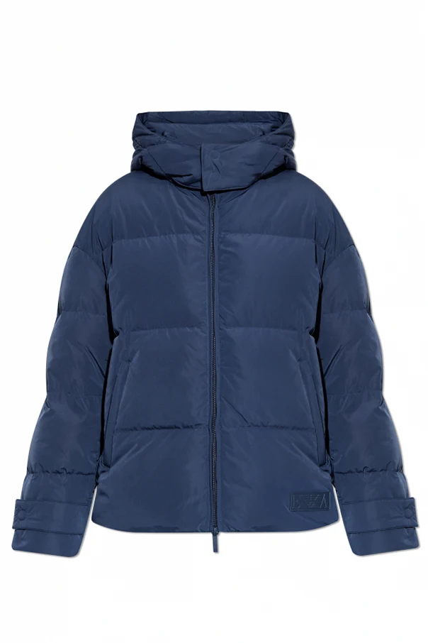 GRANATOWY Kurtka puchowa z odpinanym kapturem