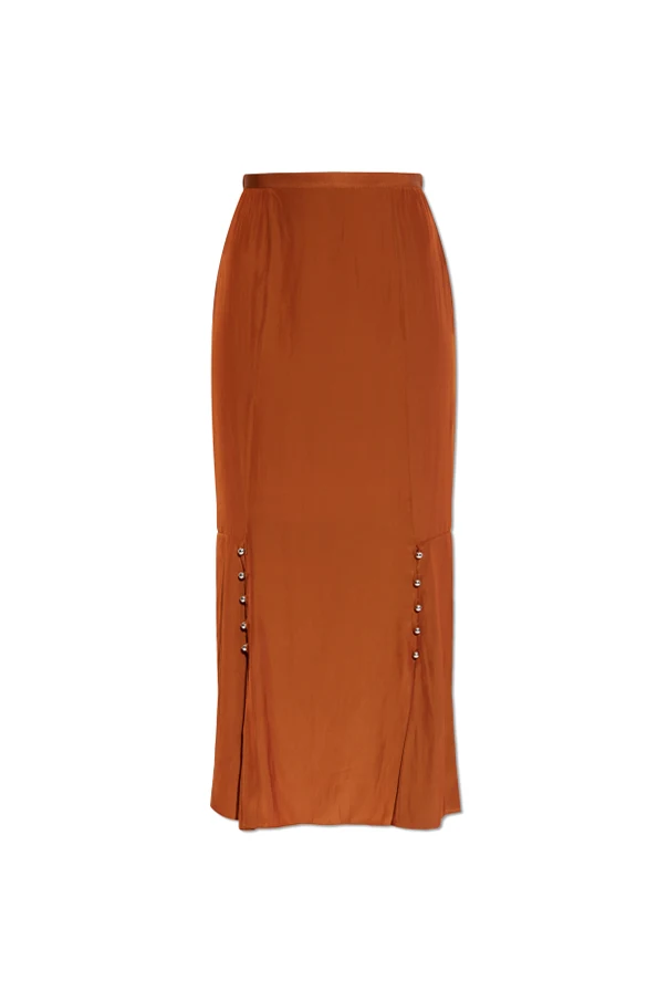 BRĄZOWY Długa spódnica z rozcięciami