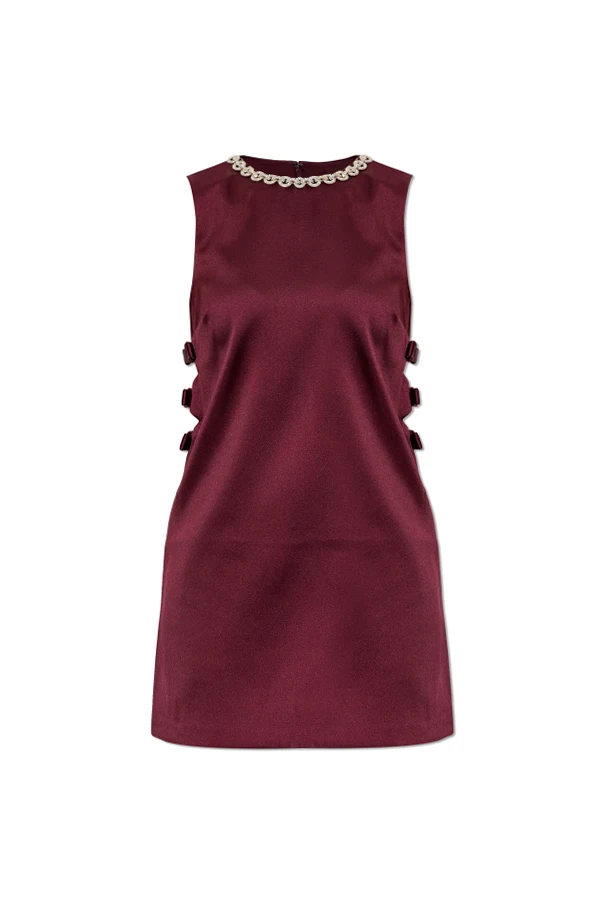 BURGUNDY Satin dress with shimmering crystals