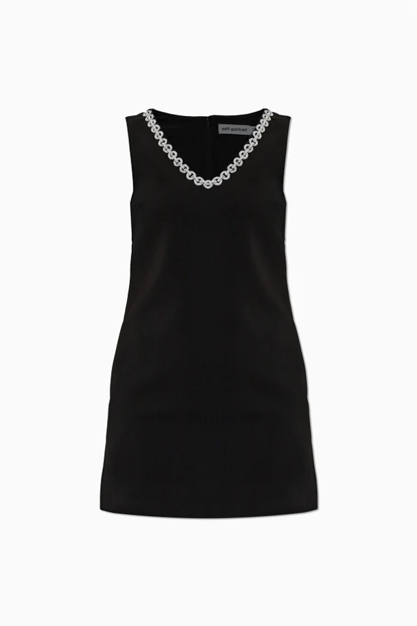 CZARNY Sukienka z połyskującymi kryształami  przy dekolcie