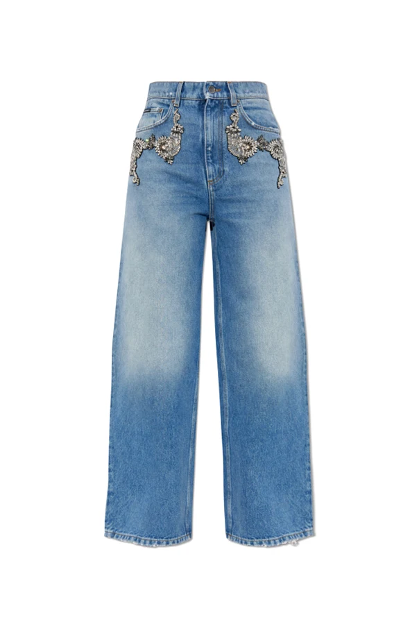 BLAU Jeans mit glänzenden Applikationen