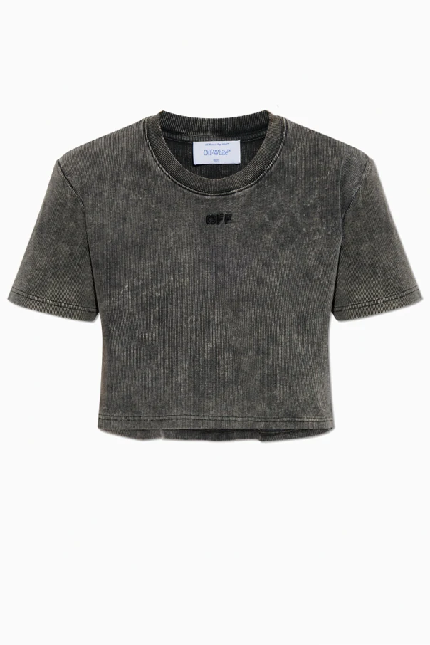 GRAU Kurzes, geripptes T-Shirt