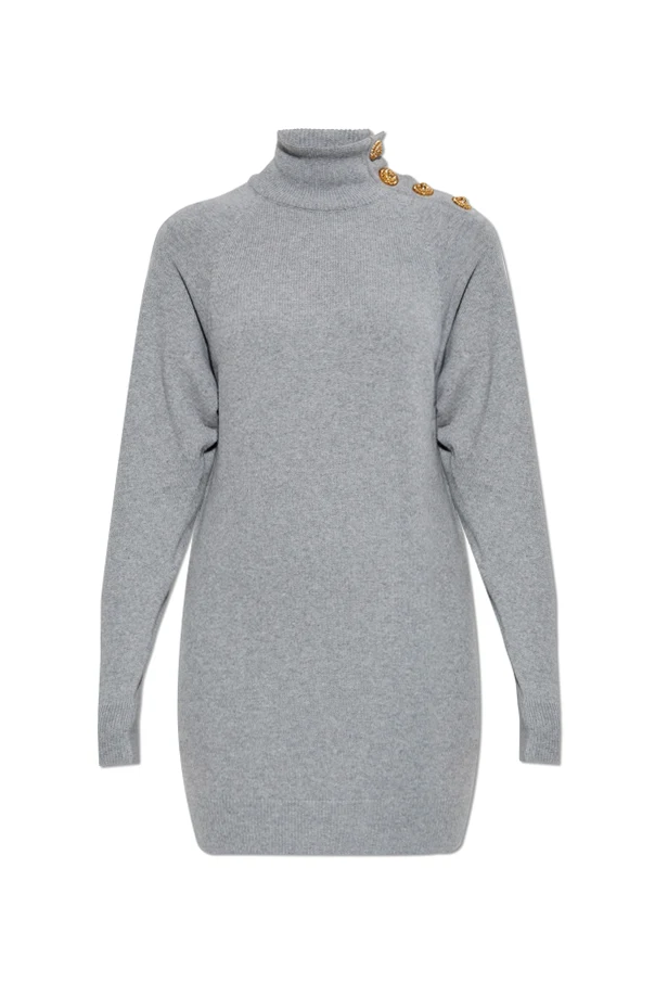 GRAU Kleid mit Stehkragen