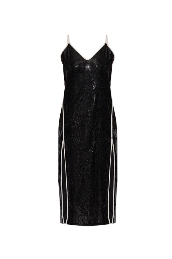 SCHWARZ Paillettenkleid mit doppeltem Schlitz