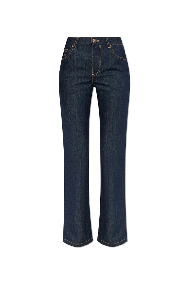 GRANATOWY Jeansy typu ‘straight’