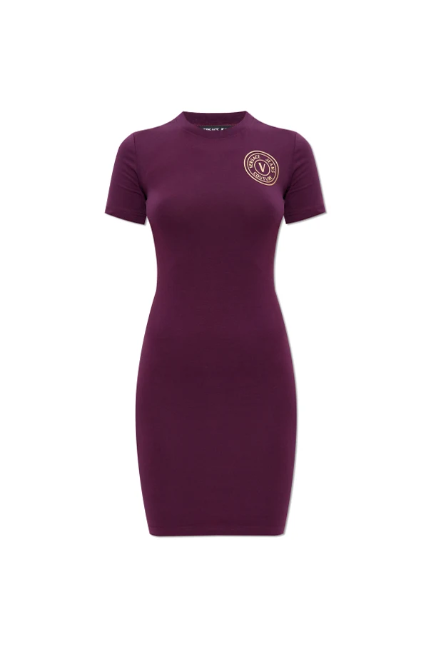 BURGUNDER Kleid mit aufgedrucktem Logo