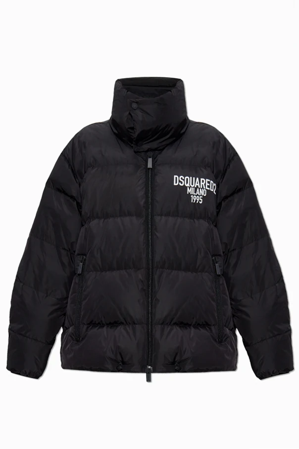 CZARNY Kurtka puchowa z nadrukowanym logo