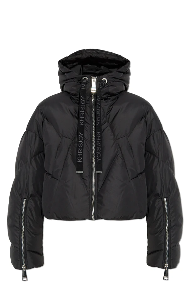 CZARNY Ocieplana kurtka z kapturem