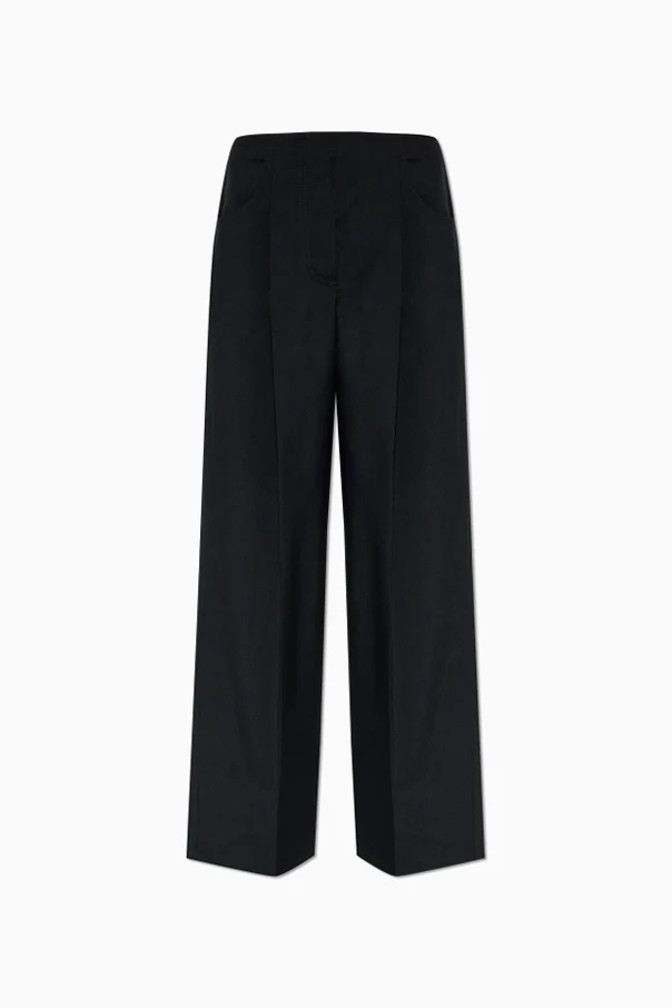 GREEN Wool trousers with pleats