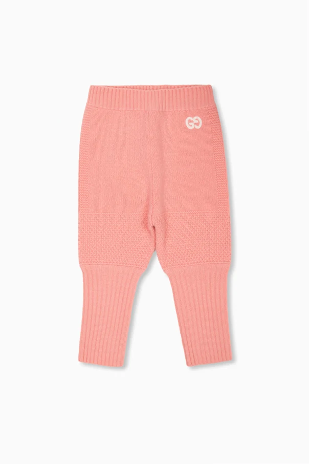 PINK Wool trousers with logo