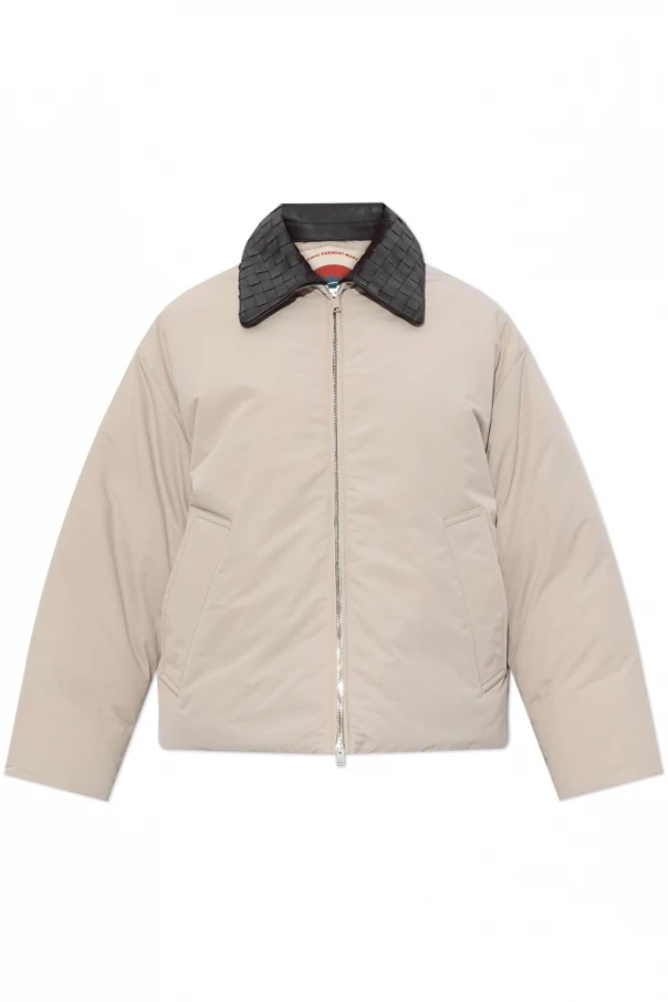 GRAU Steppjacke mit Lederkragen