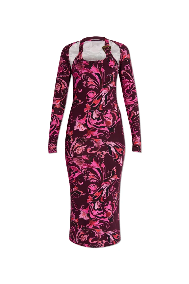 BURGUNDY Dress with "barocco" print