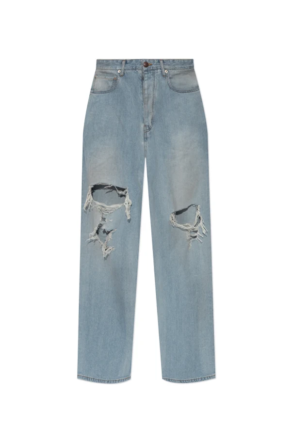 jasnoniebieski Jeansy z efektem `vintage`