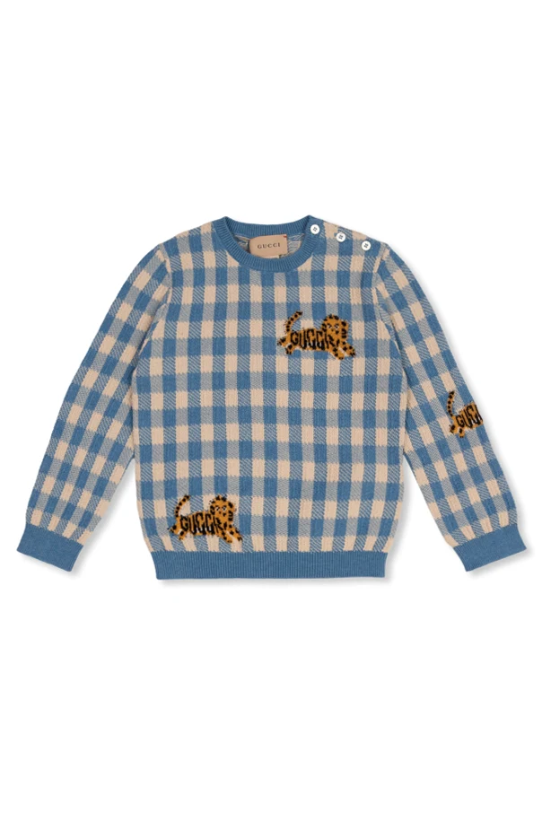 BLUE Cardigan with animal pattern