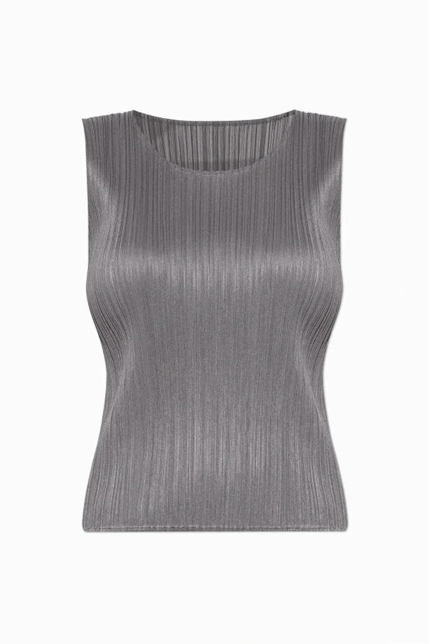 GRAU Plissiertes ärmelloses Top
