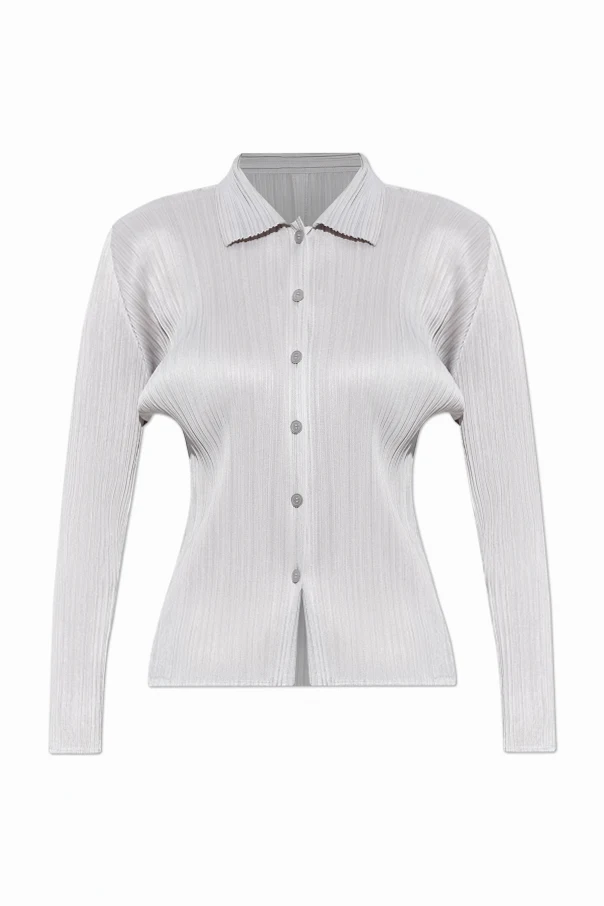 GRAU Plissierte Strickjacke