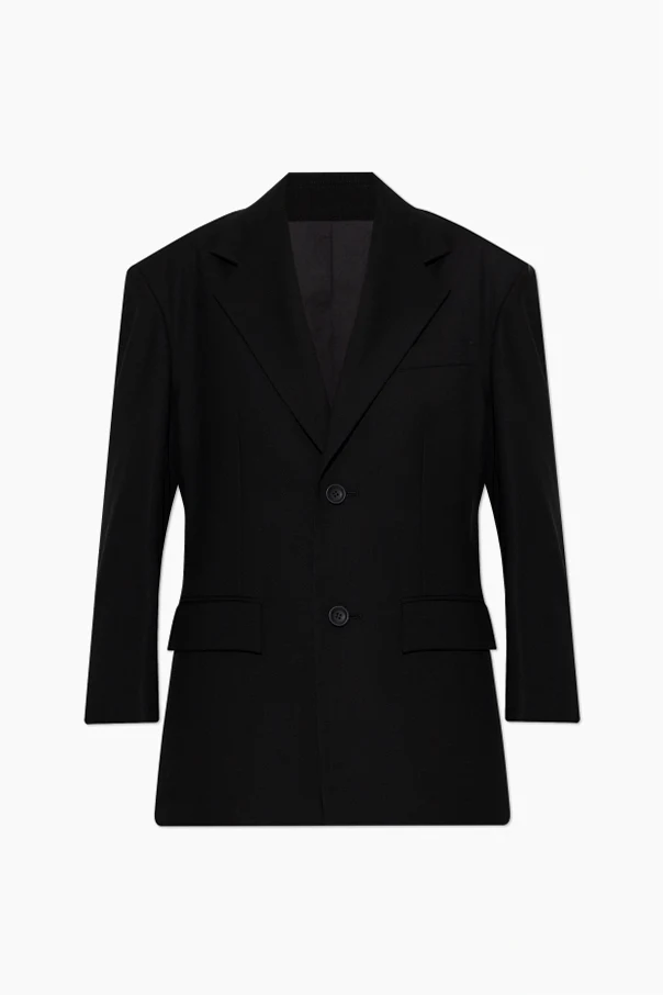 SCHWARZ Wollblazer mit offenen Revers