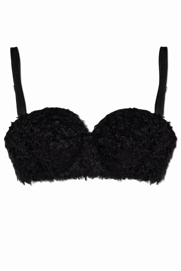 CZARNY Futrzany top