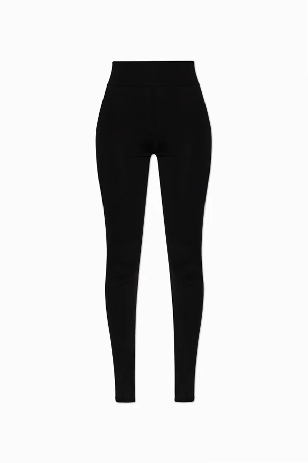 CZARNY Wełniane legginsy