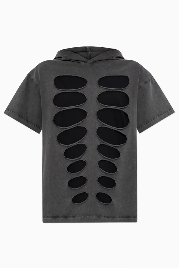 GRAU T-Shirt mit Kapuze und Cut-Outs